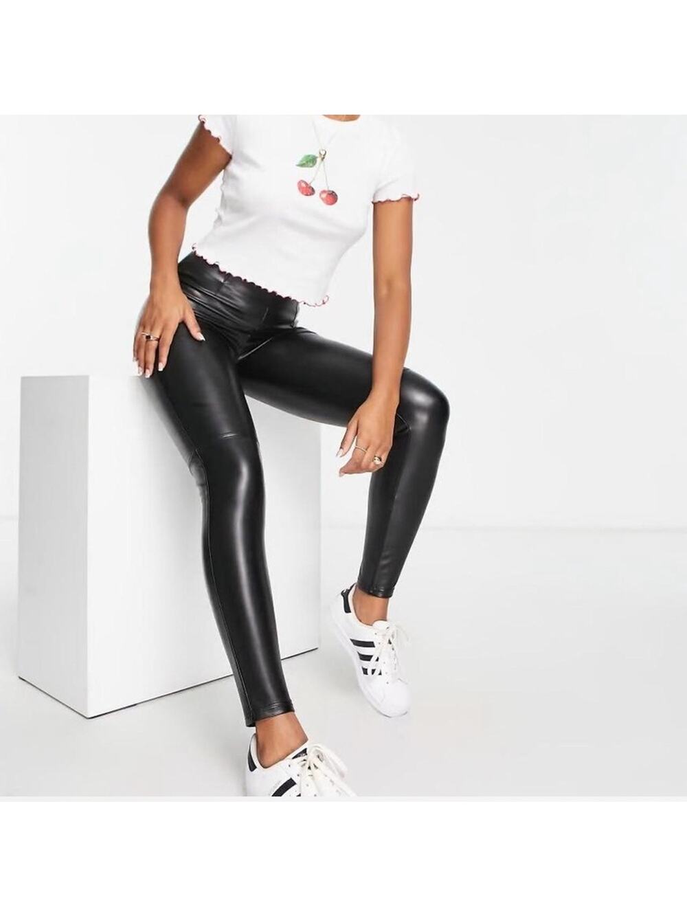 Abercrombie Black Vegan Leather High Rise Leggings